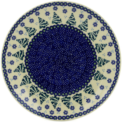 Polish Pottery Plate 10&quot; Falling Snowflakes