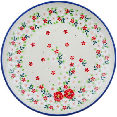 Polish Pottery Plate 10&quot; Festive Mistletoe UNIKAT