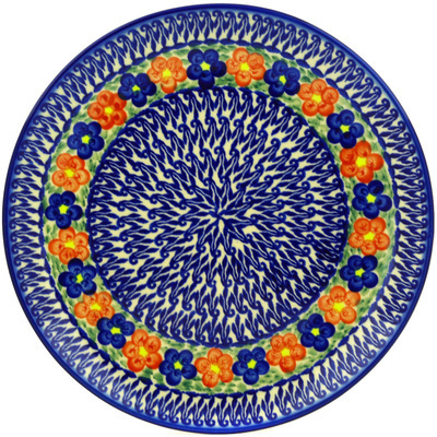 Polish Pottery Plate 10&quot; Floral Burst