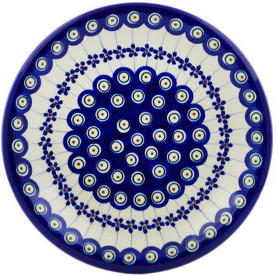 Polish Pottery Plate 10&quot; Floral Peacock