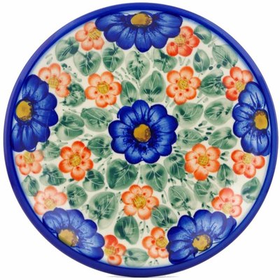Polish Pottery Plate 10&quot; Flowers In Bloom UNIKAT