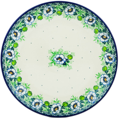 Polish Pottery Plate 10&quot; Green Flora