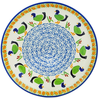 Polish Pottery Plate 10&quot; Happy Ducklings UNIKAT