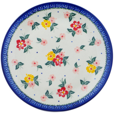 Polish Pottery Plate 10&quot; Hibiscus Splendor