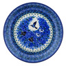 Polish Pottery Plate 10&quot; Hummingbird Blue UNIKAT