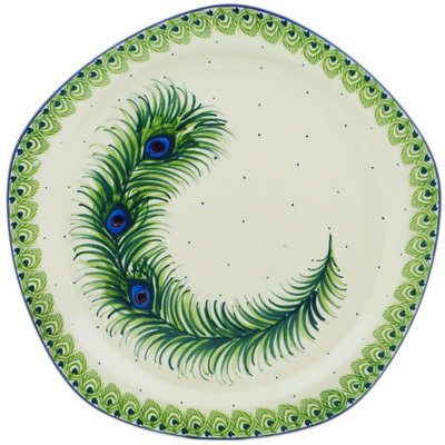 Polish Pottery Plate 10&quot; Majestic Peacock