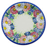 Polish Pottery Plate 10&quot; Maroon Blossoms