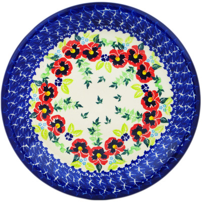 Polish Pottery Plate 10&quot; Pansy Wreath UNIKAT