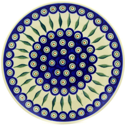 Polish Pottery Plate 10&quot; Peacock
