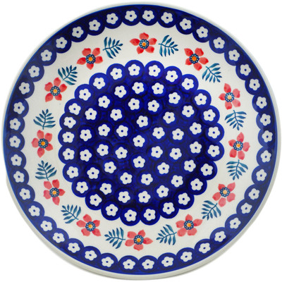 Polish Pottery Plate 10&quot; Poppies And Ferns