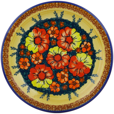 Polish Pottery Plate 10&quot; Poppy Love UNIKAT