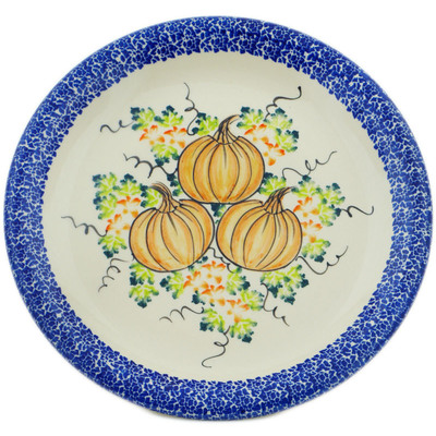 Polish Pottery Plate 10&quot; Pumpkin Fall Fever UNIKAT