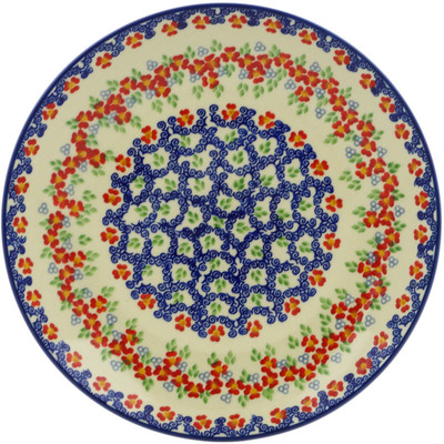 Polish Pottery Plate 10&quot; Red Chains UNIKAT