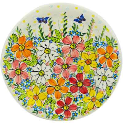 Polish Pottery Plate 10&quot; Retro Garden UNIKAT
