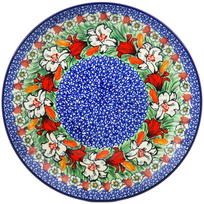 Polish Pottery Plate 10&quot; Scarlet Flora UNIKAT