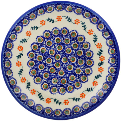 Polish Pottery Plate 10&quot; Sunflower Peacock