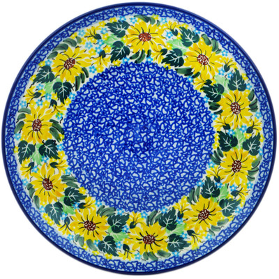 Polish Pottery Plate 10&quot; Sunflower Surprise UNIKAT