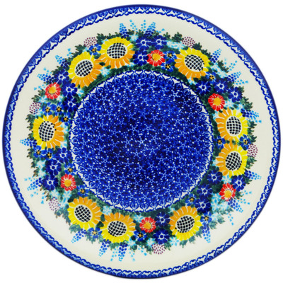 Polish Pottery Plate 10&quot; Sunflower UNIKAT