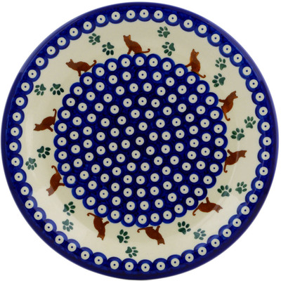 Polish Pottery Plate 10&quot; Traditional Kitty