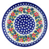 Polish Pottery Plate 10&quot; Tropical Peacock UNIKAT