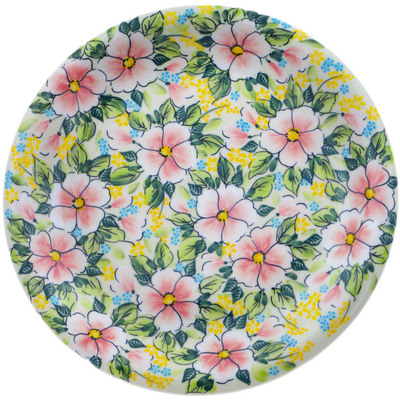 Polish Pottery Plate 10&quot; Vibrant Vinca UNIKAT