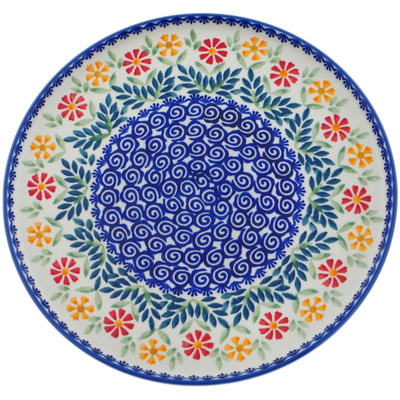 Polish Pottery Plate 10&quot; Wave Of Flowers