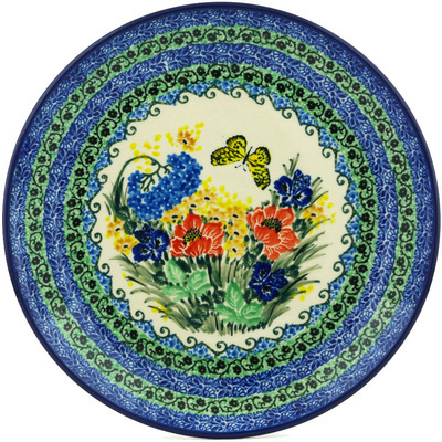 Polish Pottery Plate 10&quot; Wildflower Cottage Garden UNIKAT
