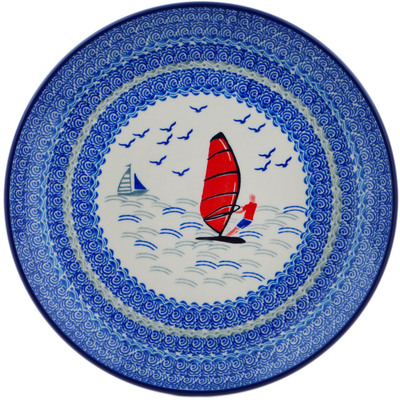 Polish Pottery Plate 10&quot; Windsurfing UNIKAT