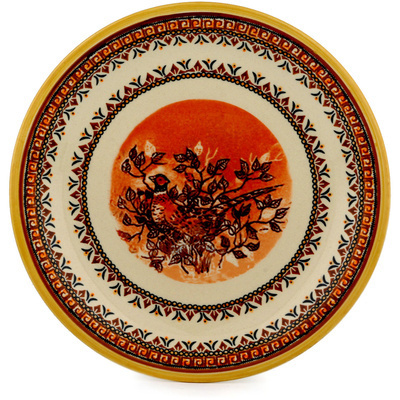 Polish Pottery Plate 11&quot; Autumn Songbird UNIKAT