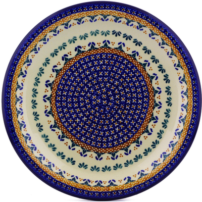 Polish Pottery Plate 11&quot; Blue Cress