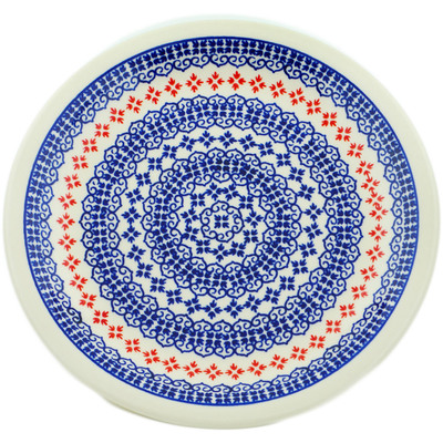 Polish Pottery Plate 11&quot; Blue Heart