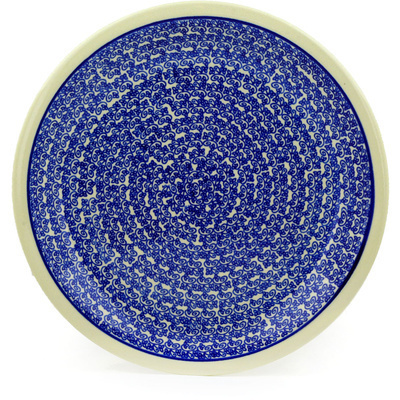 Polish Pottery Plate 11&quot; Blue Lace Vines