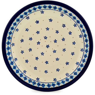 Polish Pottery Plate 11&quot; Blue Starflowers