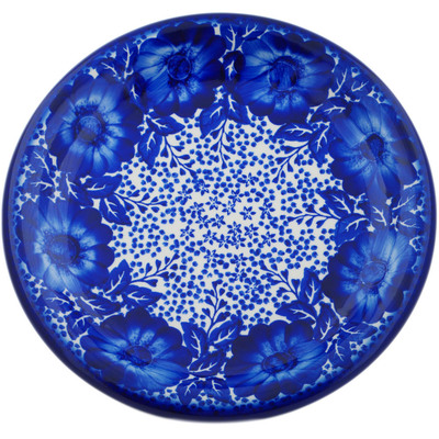 Polish Pottery Plate 11&quot; Cobalt Fantasy