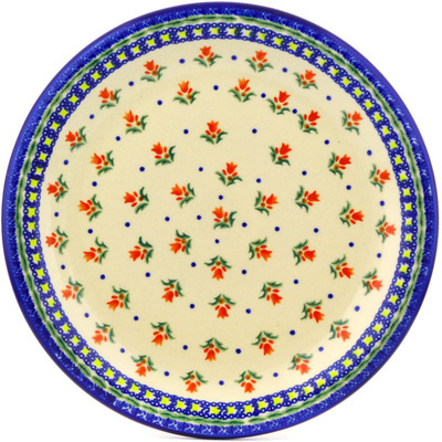 Polish Pottery Plate 11&quot; Cocentric Tulips