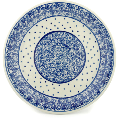 Polish Pottery Plate 11&quot; Denim Dots