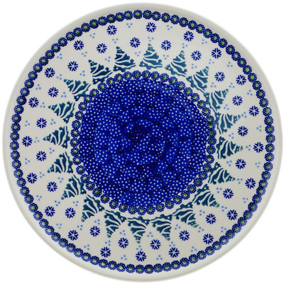 Polish Pottery Plate 11&quot; Falling Snowflakes