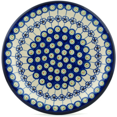 Polish Pottery Plate 11&quot; Flowering Peacock