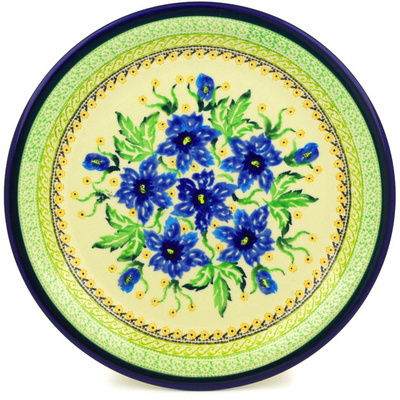 Polish Pottery Plate 11&quot; Gentian Bouquet UNIKAT