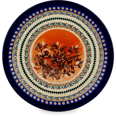 Polish Pottery Plate 11&quot; Golden Pheasant UNIKAT