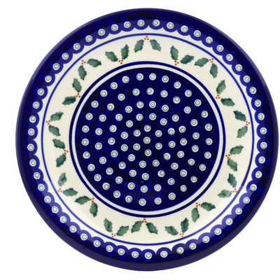 Polish Pottery Plate 11&quot; Holly Peacock