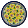 Polish Pottery Plate 11&quot; Lemon Poppies UNIKAT