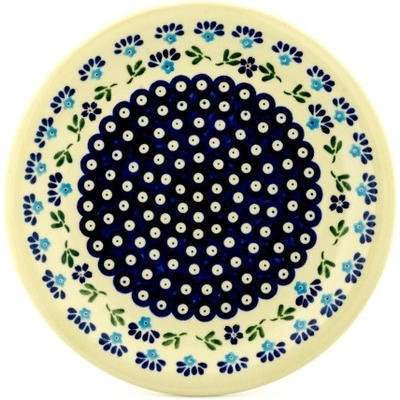 Polish Pottery Plate 11&quot; Muscari Peacock