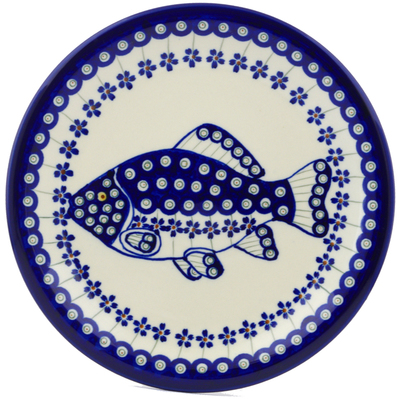 Polish Pottery Plate 11&quot; Peacock Fish