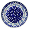 Polish Pottery Plate 11&quot; Peacock Forget-me-not