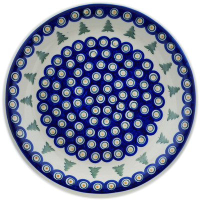Polish Pottery Plate 11&quot; Peacock Pines