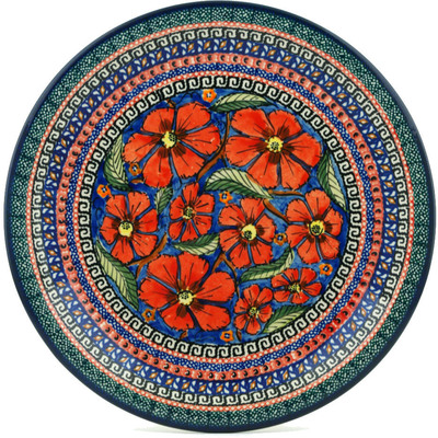 Polish Pottery Plate 11&quot; Poppies UNIKAT