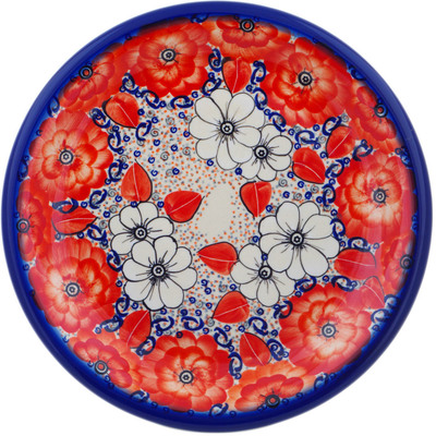 Polish Pottery Plate 11&quot; Poppy Passion