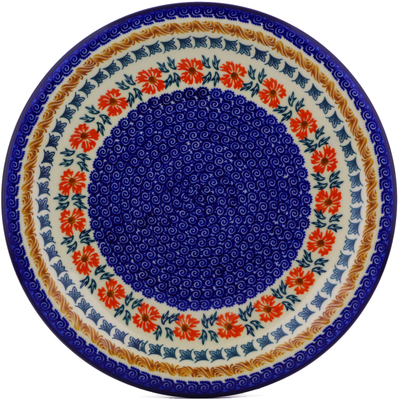 Polish Pottery Plate 11&quot; Red Cornflower