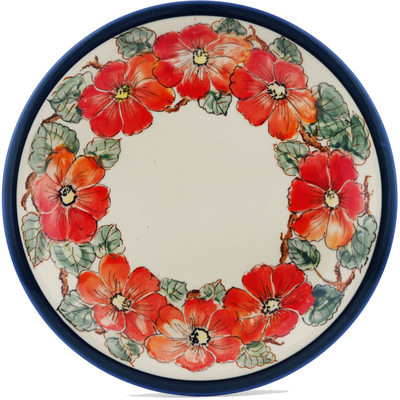 Polish Pottery Plate 11&quot; Red Poppy Field